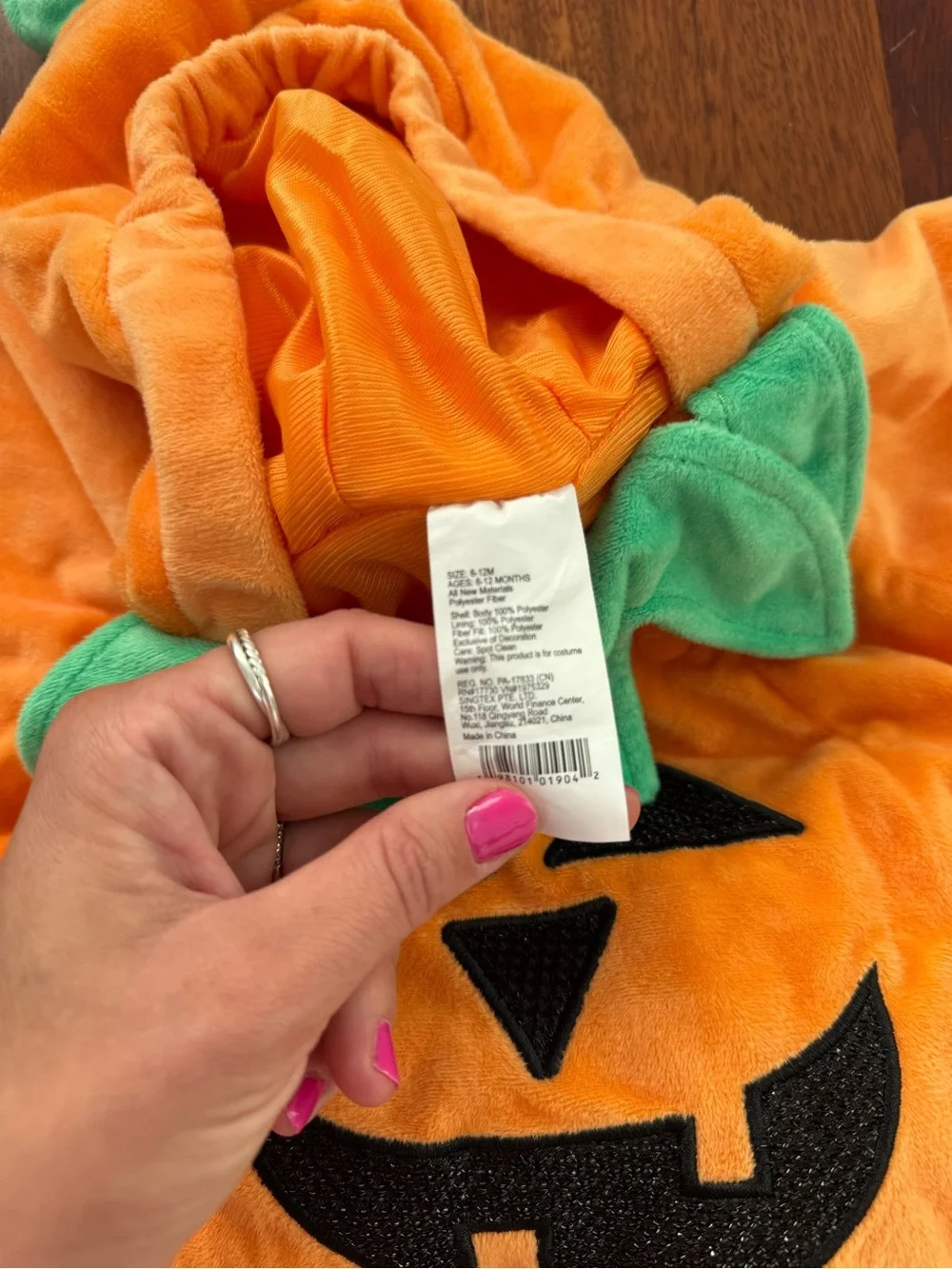 Kids Pumpkin Hooded Costume Jacket - Orange with Green Trim